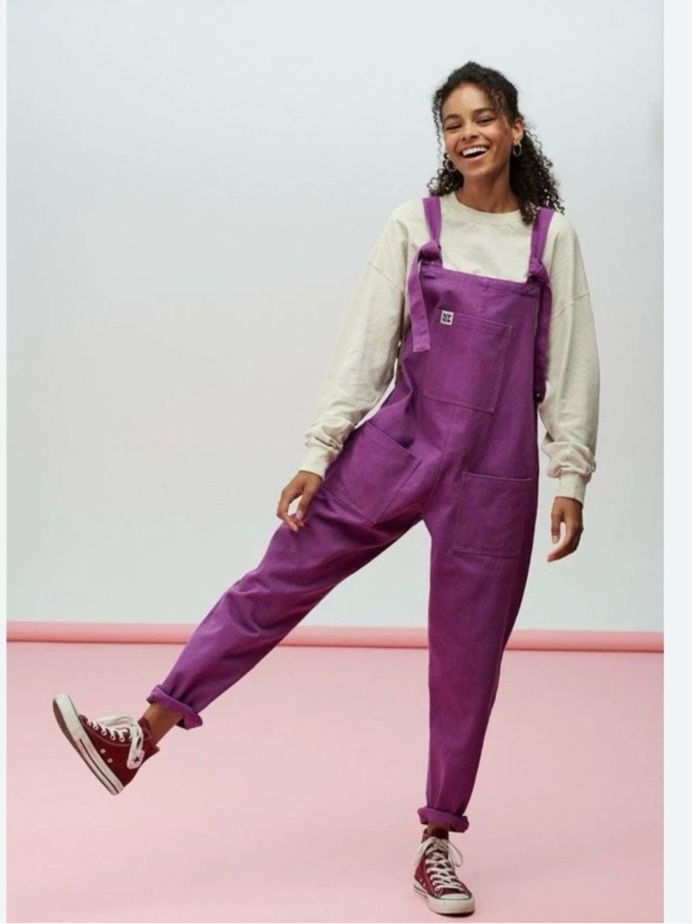 Lucy & Yak Original Corduroy Dungarees Overalls Purple Cotton Size US 18L UK 22L - Picture 9 of 13